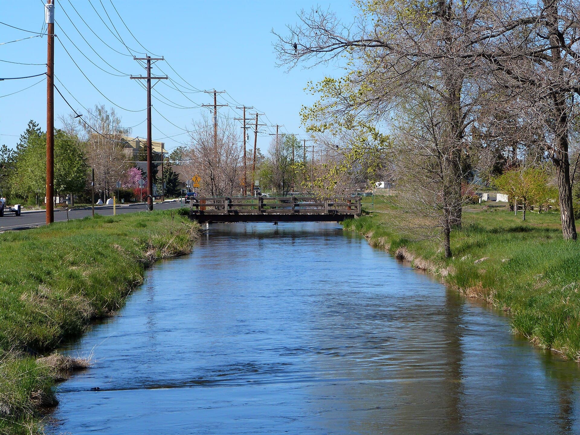 The Pilot Butte Canal flowing northeast of downtown Redmond, Oregon