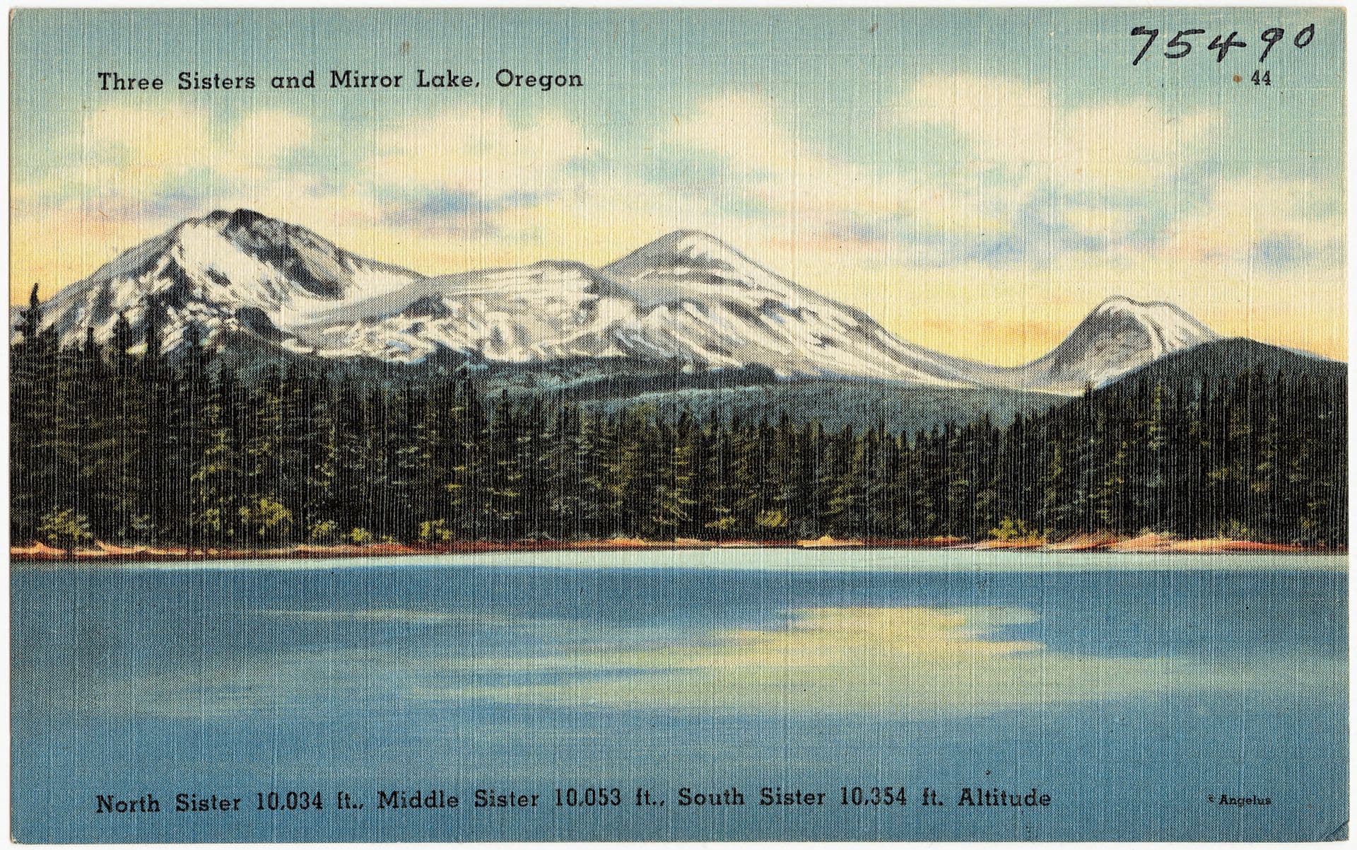 The Three Sisters peaks reflected in Mirror Lake